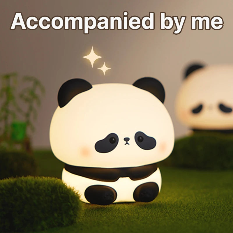 Veilleuse LED Panda rechargeable par USB - Contrôle tactile - Jolie lampe en silicone 