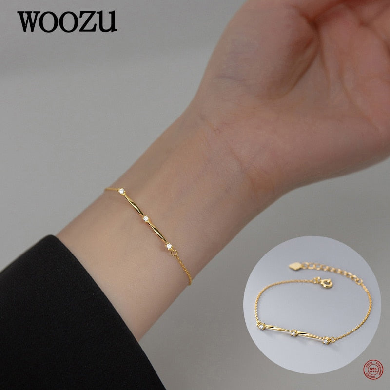 Korean Twist Stone Bracelet Silver & Gold