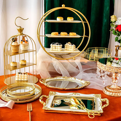 Handicraft Gold Wedding Cake Stand