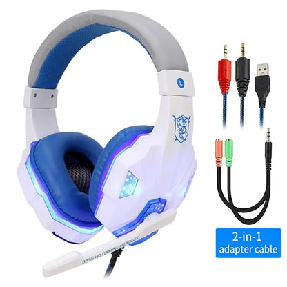 LED Light Wired Gaming Headphones Microphone, Bass Stereo Sound, for PC, PS4, PS5, Xbox - Gaming Headset