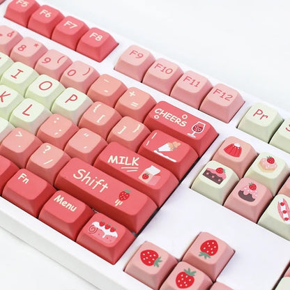 Sweet Strawberry PBT XDA Keycaps 🍓