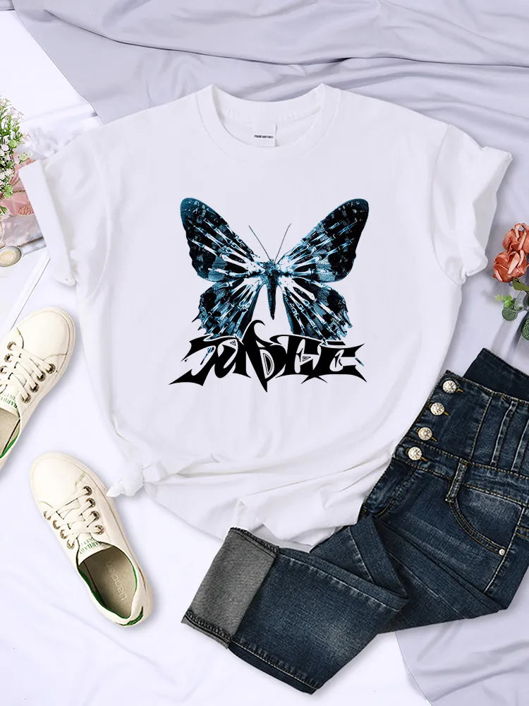 Dolce Banana Anime Printed T Shirts Womens Creativity Breathable Tshirts Fashion O-Neck Shirts Cartoons Brand Female Tops