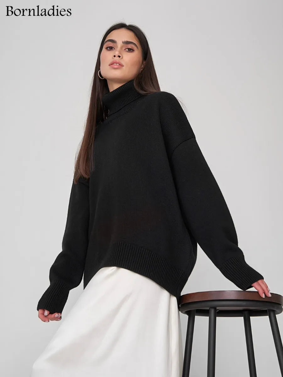 Chic Oversized Turtleneck Sweater for Women