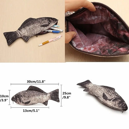 Realistic Fish-Shaped Pencil Case - Zipper Pouch