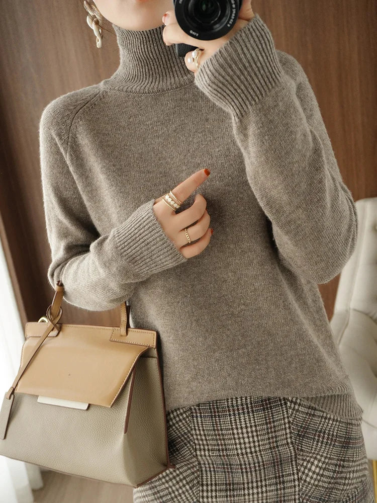 Wool Mock Neck Cashmere Sweater Pullover