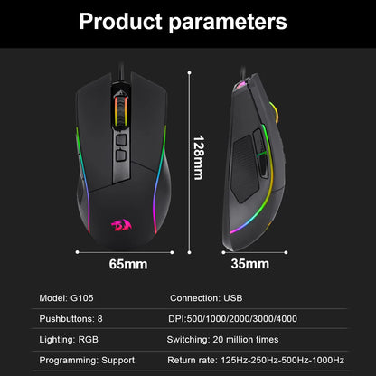 Souris de jeu filaire RVB - Lonewolf G105