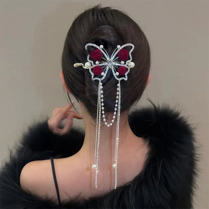 Pince à cheveux papillon en métal pour femme