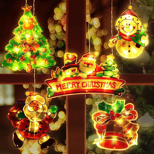LED-Weihnachtsfensterbeleuchtung mit blinkendem Silhouetten-Dekor