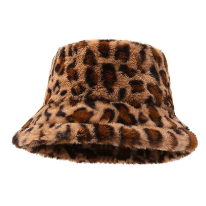 Women's Leopard Print Winter Bucket Hat