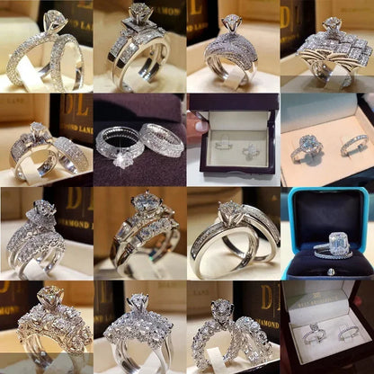 Women's Cubic Zirconia Wedding Rings Set