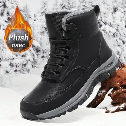 Men's Waterproof Leather Winter Snow Boots