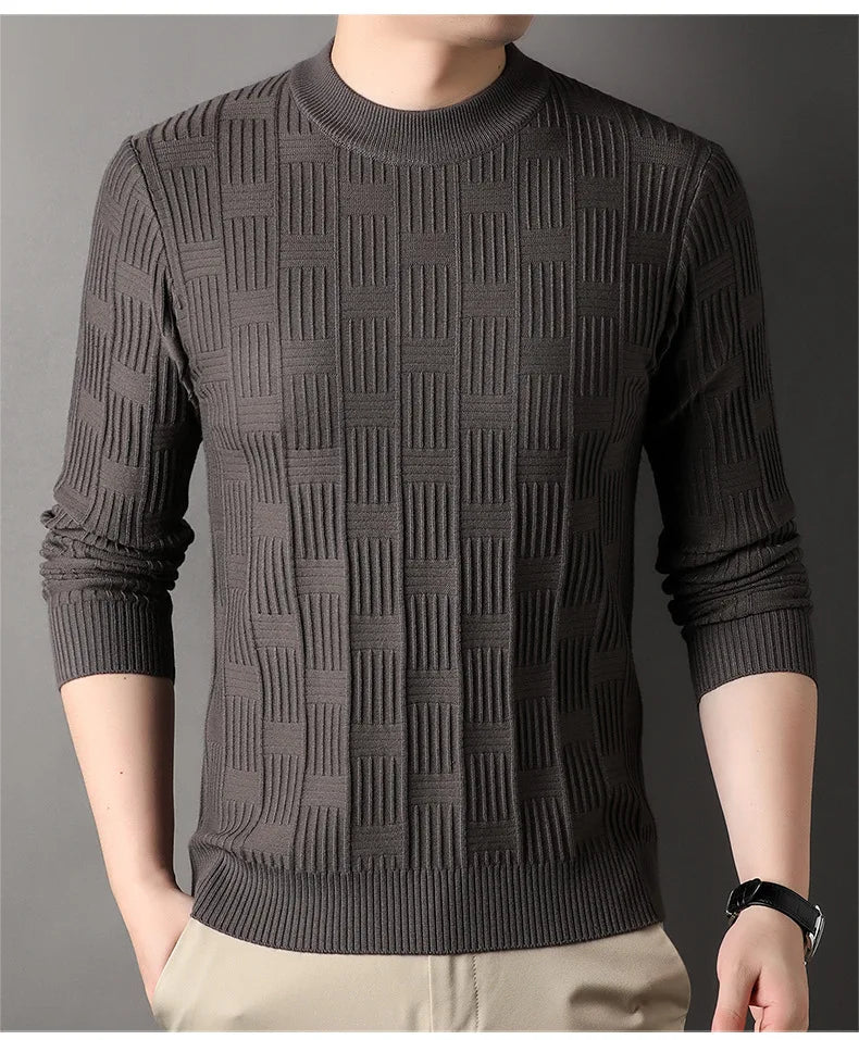 Checkerboard Jacquard Sweater for Men
