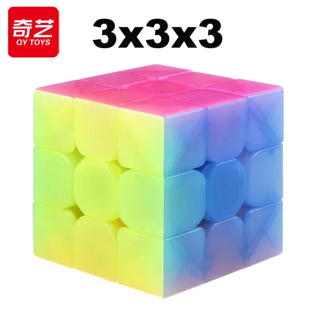 QiYi Dino Cube 3X3 Magic Speed ​​Cube - Jouet de puzzle professionnel sans autocollant pour enfants