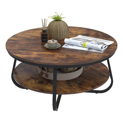 Table basse ronde avec rangement ouvert