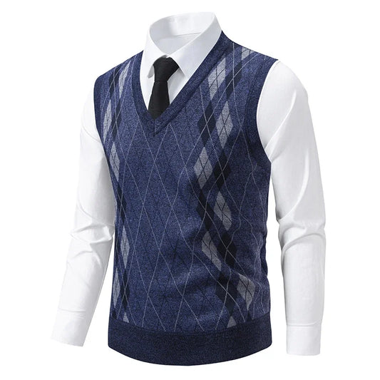 Men's Vertical Striped V-Neck Cardigan Sweater