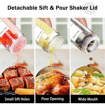 6-Piece Acacia Wood-Covered Glass Spice Jars Set