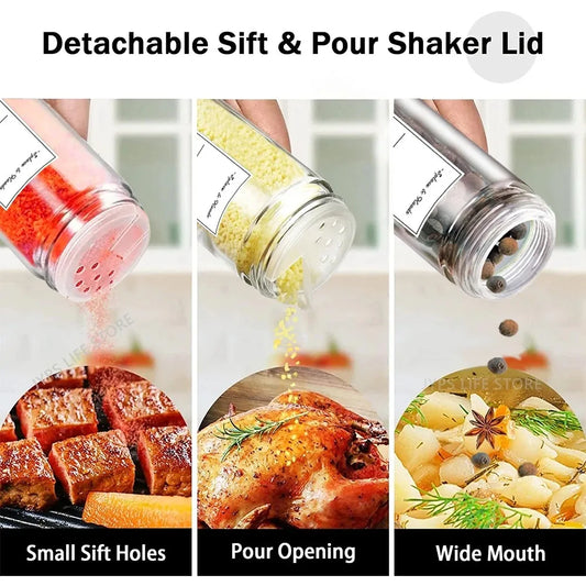 Ensemble de pots à épices en verre recouverts de bois d'acacia, 6 pièces