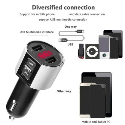 Bluetooth FM Transmitter with Dual USB Charger and Handsfree Calling