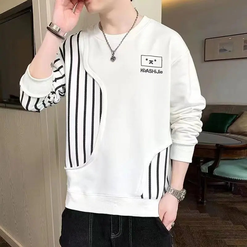 Black White Patchwork Hoodie Men's