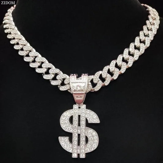 Unisex Hip Hop Dollar  Pendant Necklace