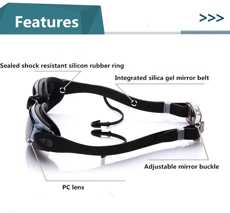 Electroplated Waterproof Silicone Swimming Glasses for Adults