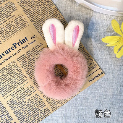 Cute Faux Fur Bear Scrunchie - Elastic Hair Tie