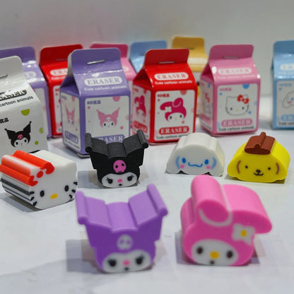36pcs Anime Hello Kitty Melody Kuromi Cinnamoroll Erasers
