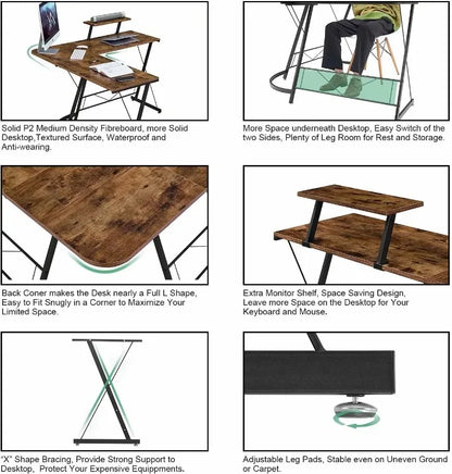 L-förmiger Home-Office-Schreibtisch mit Stauraum