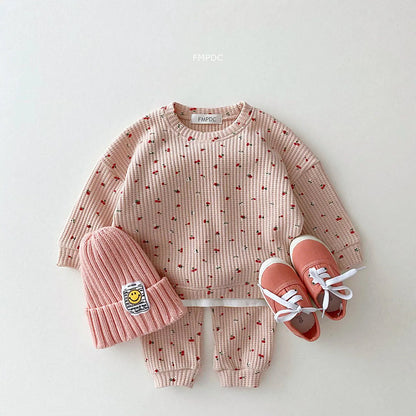 New Toddler Kids Waffle Cotton Clothes Set