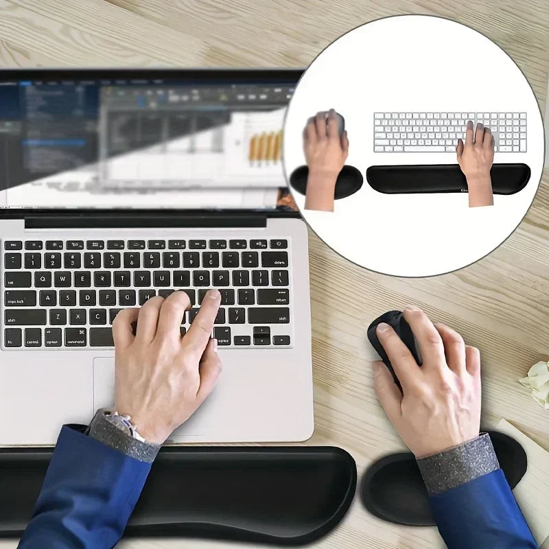 Ensemble de tapis de souris avec repose-poignet en mousse à mémoire de forme - Support ergonomique antidérapant pour le bureau et les jeux