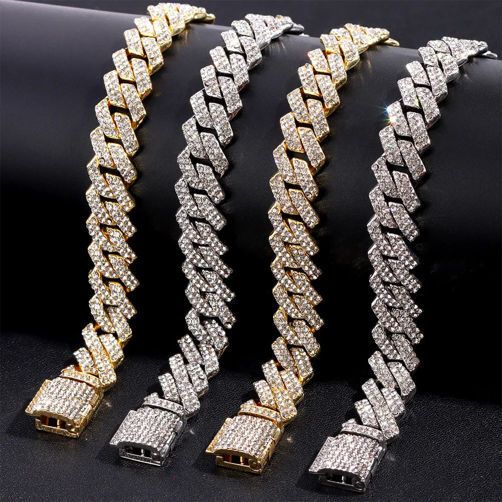 Hip Hop Bling Trio Cuban Chain Jewelry Set