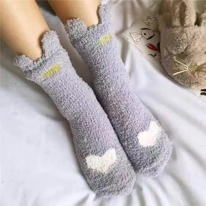 Women's Plush Coral Fleece Socks - Non-Slip Warm Knitted Floor Socks