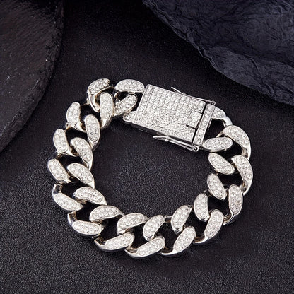 Hip Hop Rhinestone Necklace Set