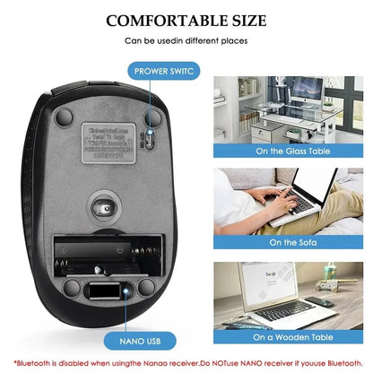 Wireless 2.4G Portable Optical Ergonomic Mice USB Adapter Mouse
