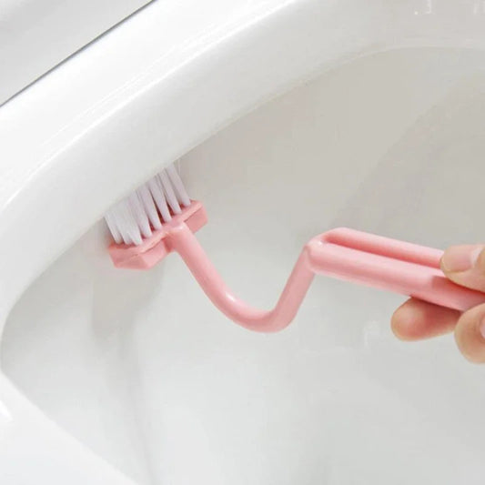 S-Shaped Toilet Brush with Curved Handle for Corner Cleaning