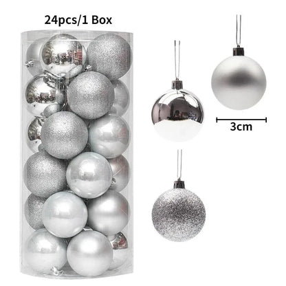 24 boules à suspendre pour arbre de Noël de 6 cm - Décorations de Noël