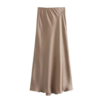 Damen Midi-Plissee-Rock aus Satin