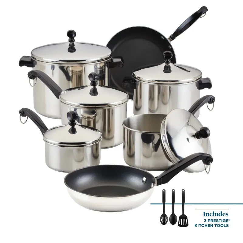 Classic Stainless Steel Cookware 15-Piece Set