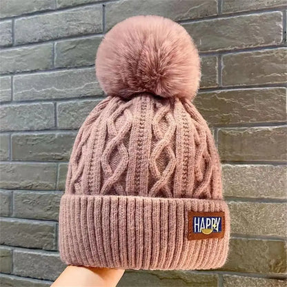 Women's Fashion Pompom Beanie - Thick Warm Winter Hat