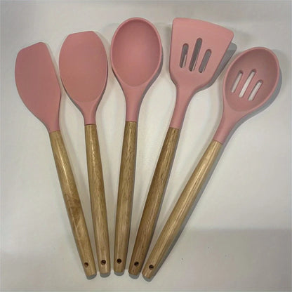 Wooden Handle Heat Resistant Kitchen Utensils Set