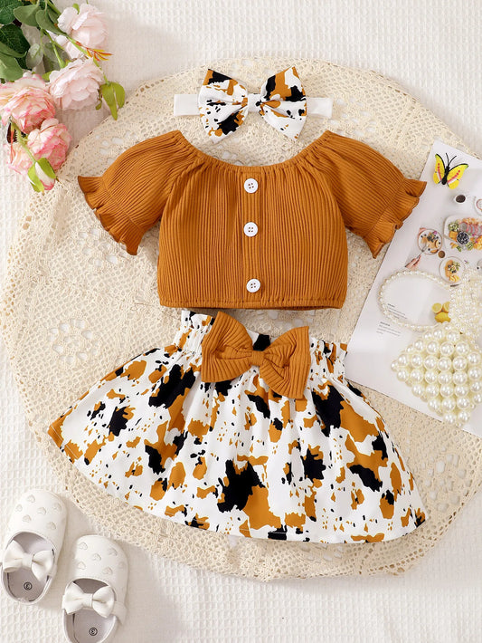 Tenue d'été pour bébé fille à imprimé floral