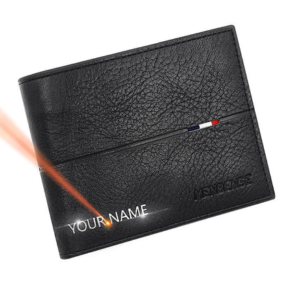 Engraved Slim PU Leather Wallet