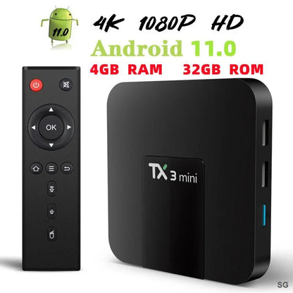 Boîtier TV d'origine TX3 Mini Android 11.0 - Allwinner H313, 4K, WiFi 2.4G