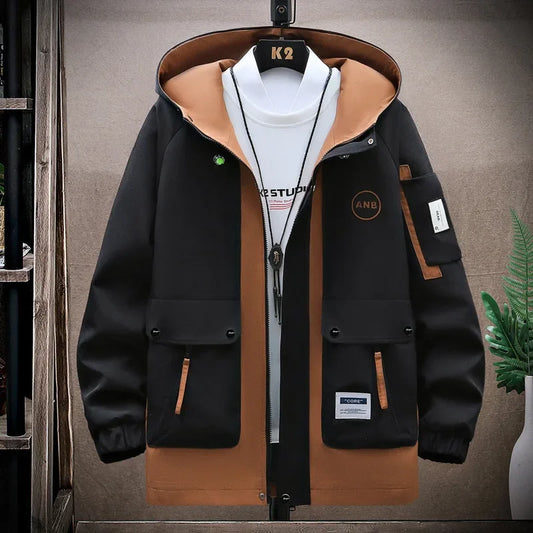 Veste coupe-vent longue trench pour hommes