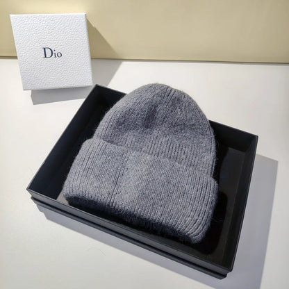 Women's Winter Knitted Beanie - Warm Cashmere Wool & Rabbit Fur Ski Hat