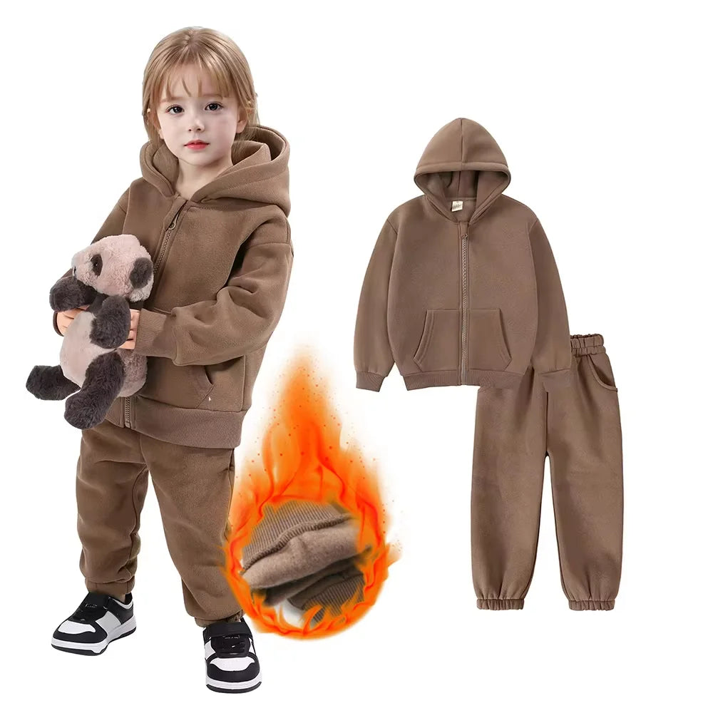Toddler Winter Clothing with Plush Hooded Sweater