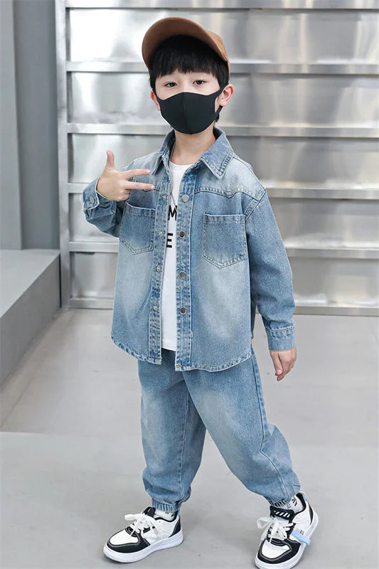 Boys Denim Jacket & Casual Outfit Set