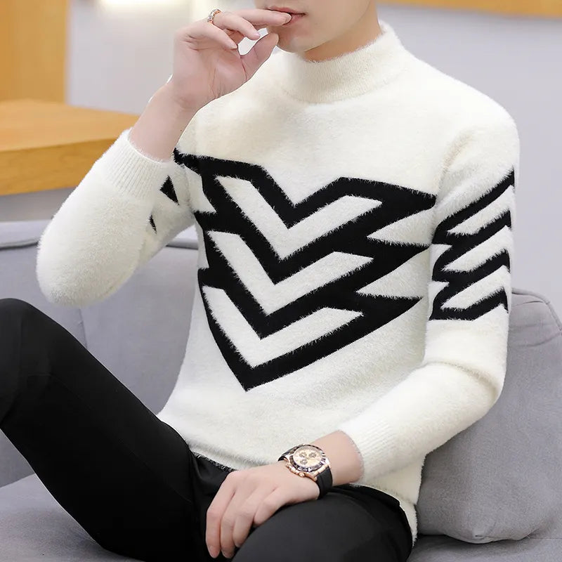 Men Fashion Heavy Knit Turtleneck Sweater