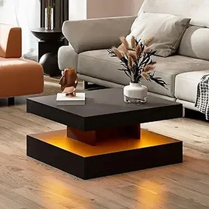 Coffee Table with Detachable Tray and Plug-in 16-color LED