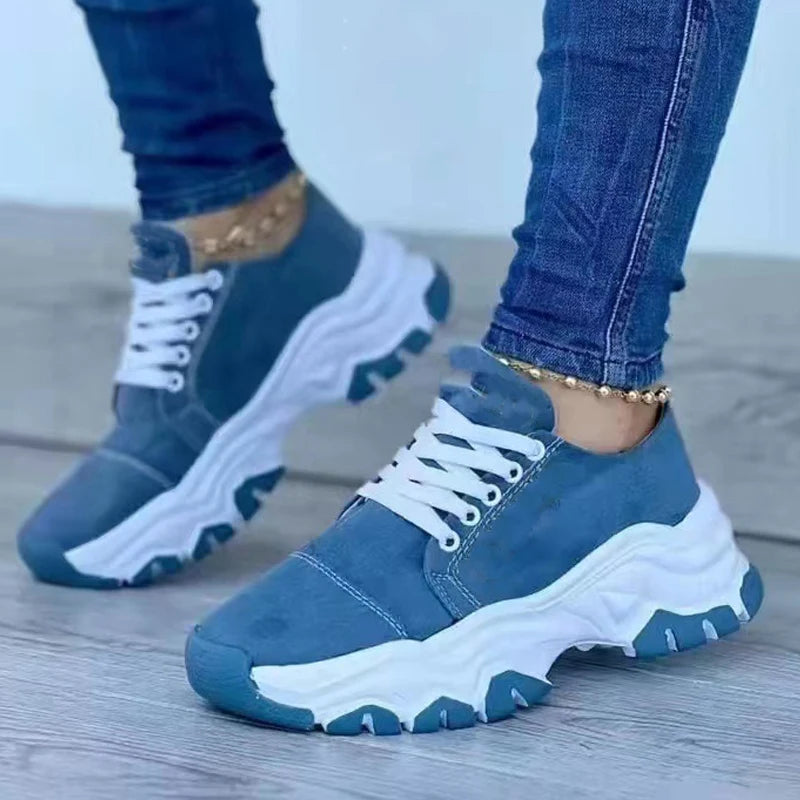 Women Pattern Casual Flat Lace-Up Sneakers